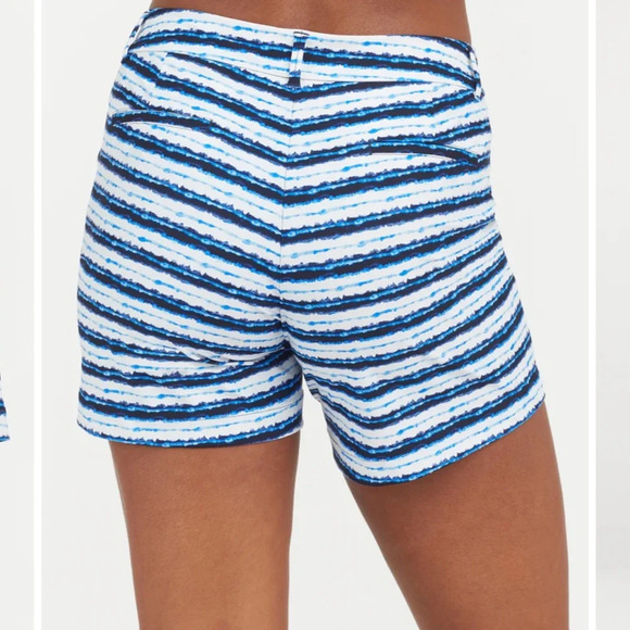 SPANX Sunshine Short 6” blue painted Stripe Golf Boat Beach Swim Trunks Medium - Picture 3 of 11